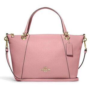 COACH Kacey True Pink Pebbled Leather Top Zip Satchel Crossbody Handbag NWOT